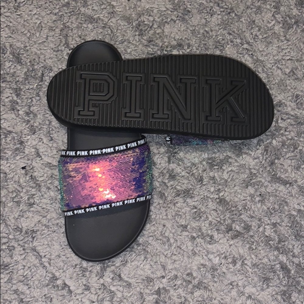 BRAND NEW PINK GLITTER SEQUIN SLIDES